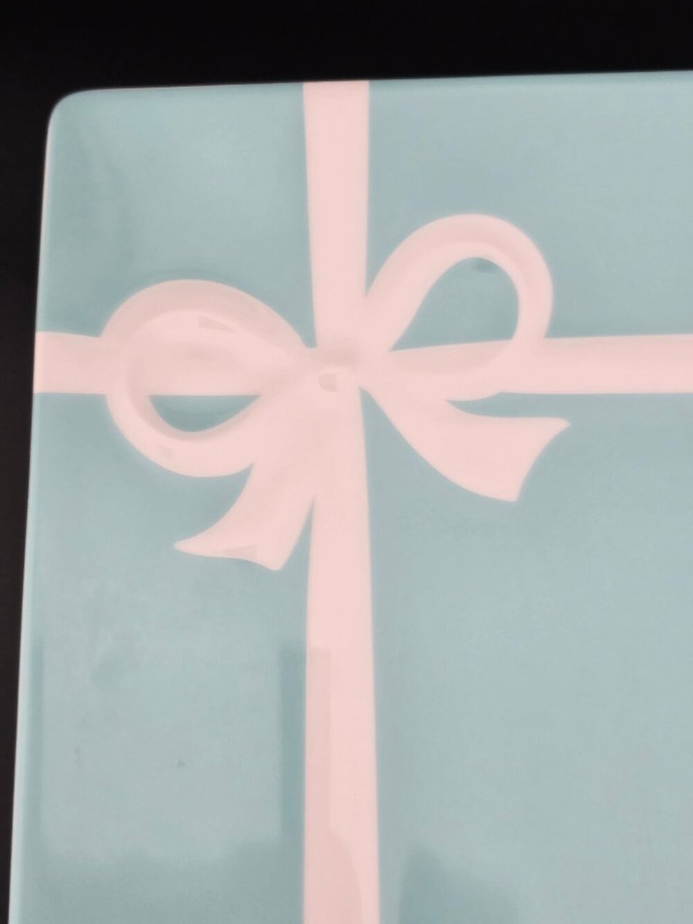 TIFFANY & Co Blue Box Plate Bone China Porcelain White Ribbon Square 10" Plate - Picture 9 of 11